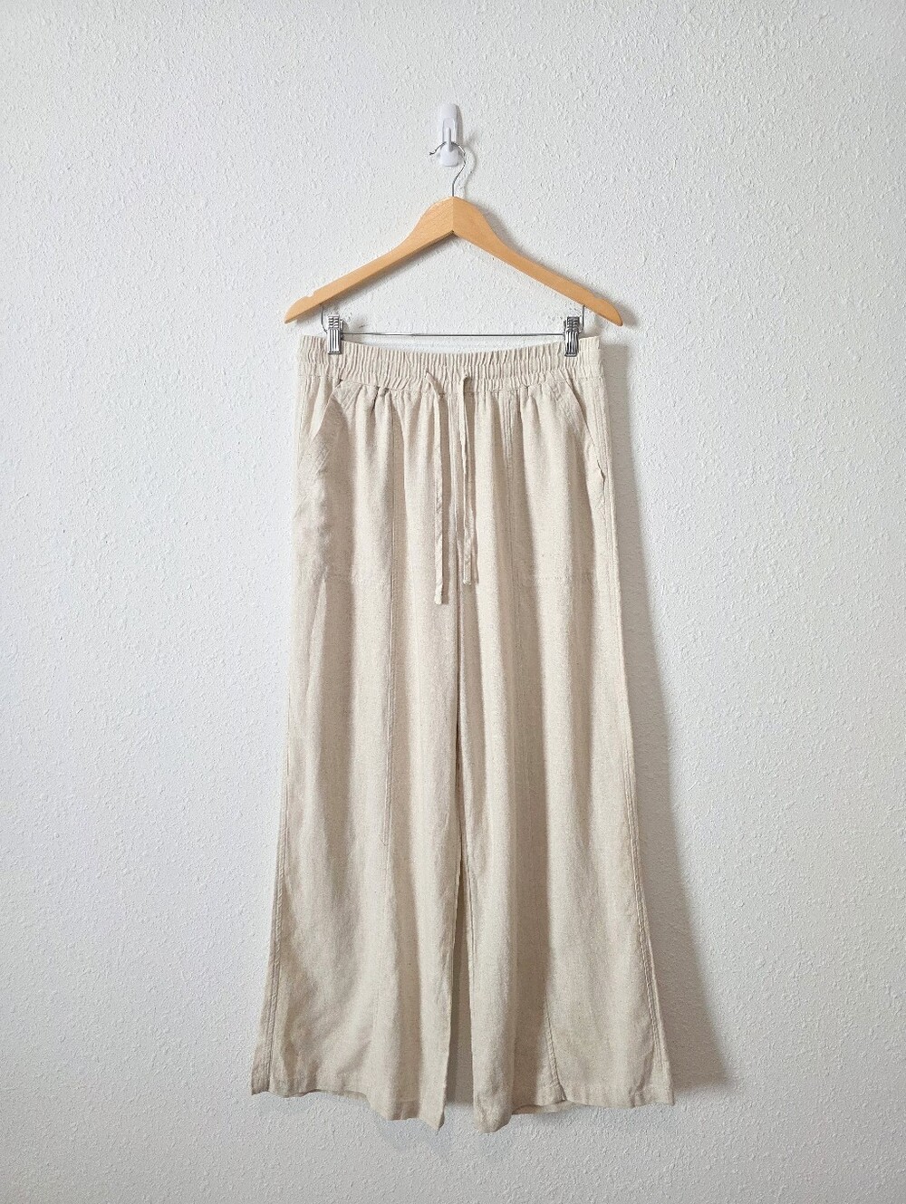 NEW Thread & Supply Neutral Linen Blend Wide Leg Pant M
